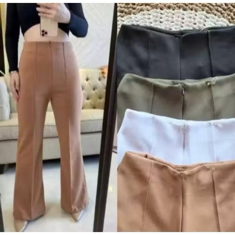 Celana Cutbray Scuba Premium Tebal Resleting Depan Highwaist Cutbray Wanita Terbaru Celana Cutbray C