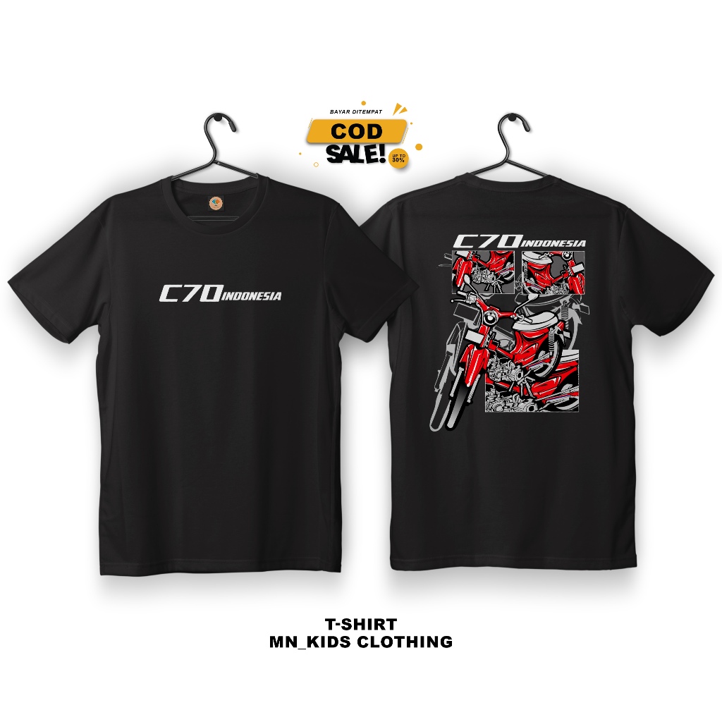 Kaos Baju T Shirt Distro Anak Laki Laki Gambar Motor HONDA C70 INDONESIA Tshirt Otomotif Original