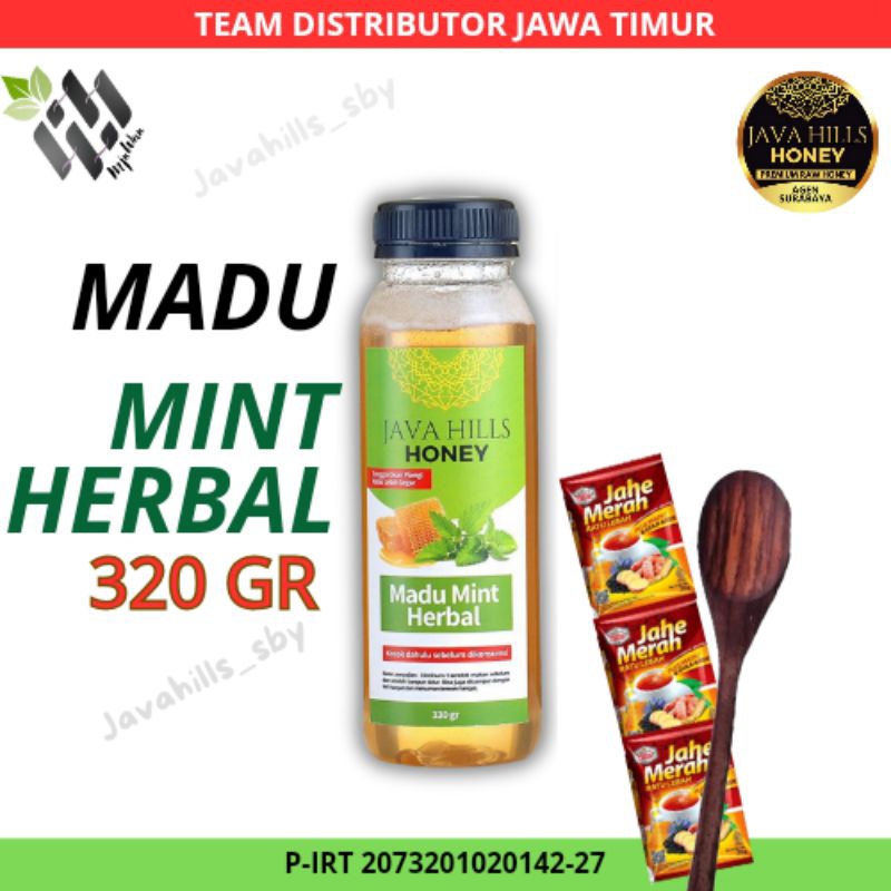 

(BISA COD) Madu Mint Herbal Javahillshoney 320gram asma legakan Tenggorokan asli PREMIUM ALAMI