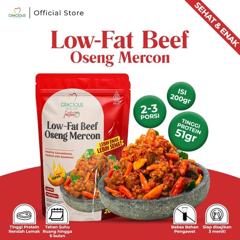 

Gracious Low-Fat Beef Mercon Sopan - Protein 51gr (Makanan Instant Sehat Siap Saji)