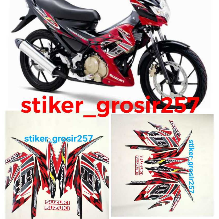 STIKER STRIPING LIS BODY MOTOR SUZUKI SATRIA FU 150 2012 MERAH HITAM FU BARONG 99