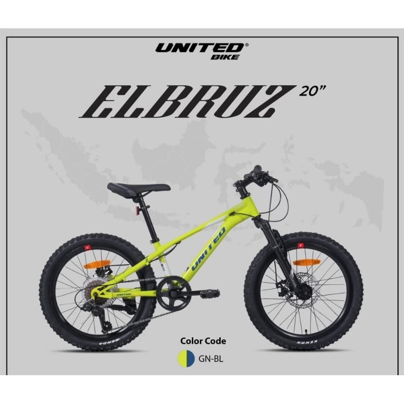 Sepeda Gunung Anak United MTB 20 inch Elbruz Rem Cakram Mekanik