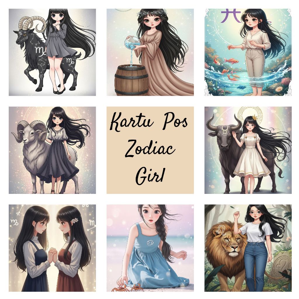 

MC- Kartu pos kartupos Zodiak Zodiac Girl Postcard