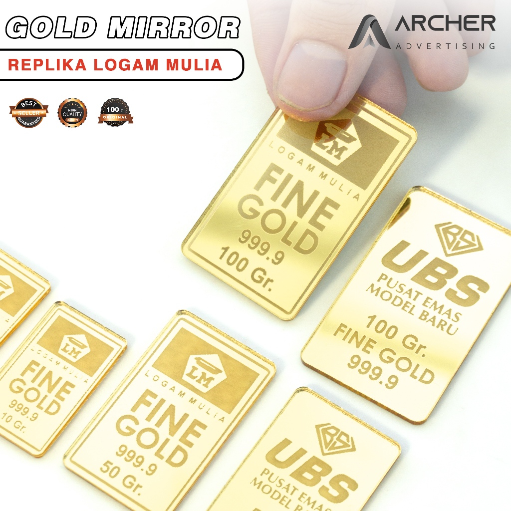 REPLIKA LOGAM MULIA EMAS ANTAM 1 GRAM - 100 GRAM AKSESORIS MAHAR AKRILIK EMAS SATUAN