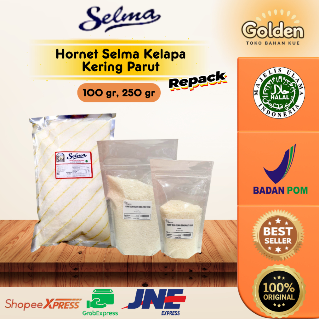 

Hornet Selma Kelapa Parut Kering Repack 100 gr, 250 gr / Kelapa kering instant