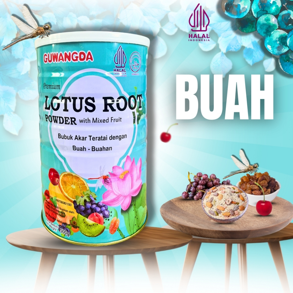 

GUWANGDA LOTUS ROOT POWDER - RASA BUAH (OU FEN LOTUS HALAL DAN BPOM ) 500GRAM fruits instant soup akar teratai