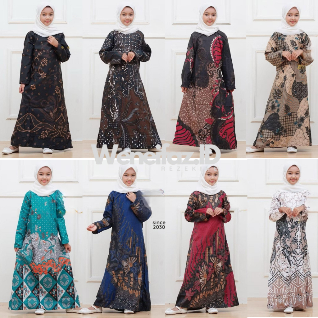Baju Batik Anak Perempuan Usia 2-12 Tahun - Dress Anak - Gamis Batik Anak