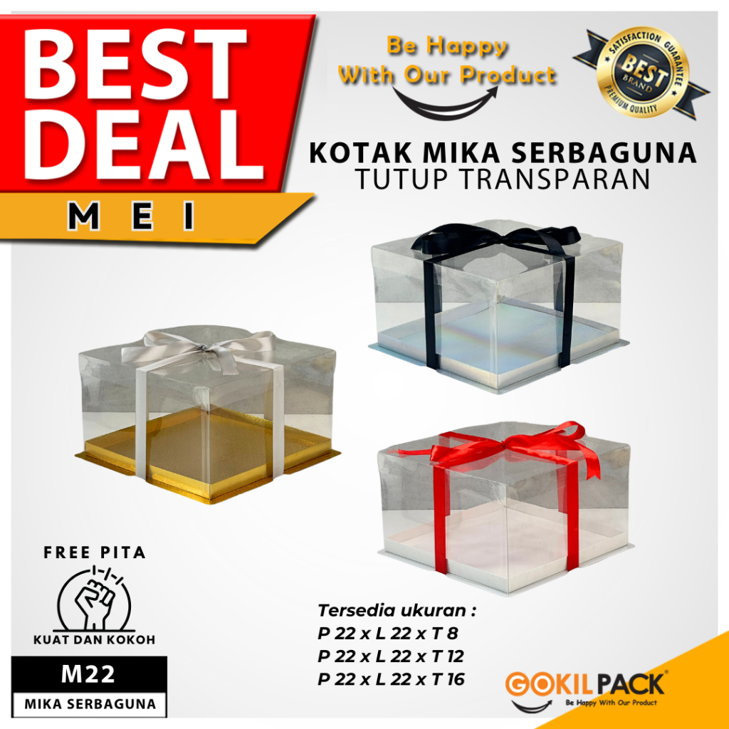 

Cake Box Kotak Kue Mika Transparan Dus Hadiah - Tutup Mika / M22