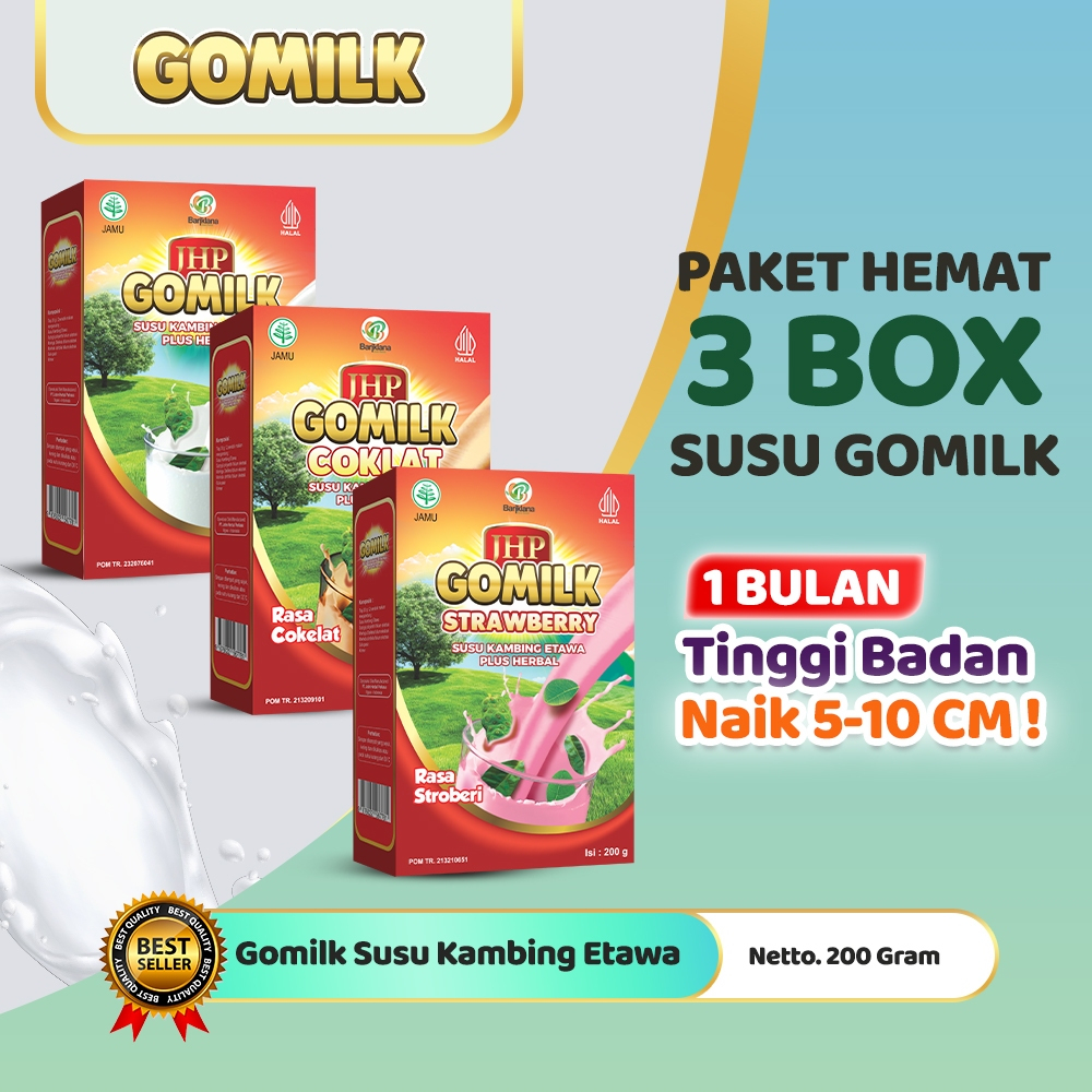 

[ PAKET 3 BOX ] GOMILK SUSU KAMBING ETAWA PLUS HERBAL ATASI NYERI SENDI ASAM URAT KEMASAN 200G