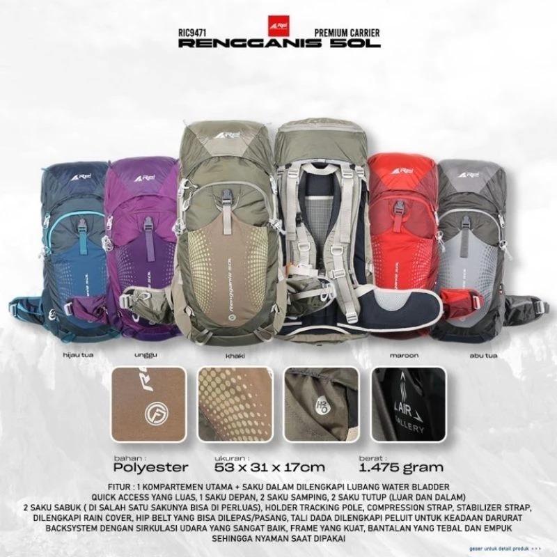 Carrier Premium Rengganis 50 Liter Arei Outdoorgear