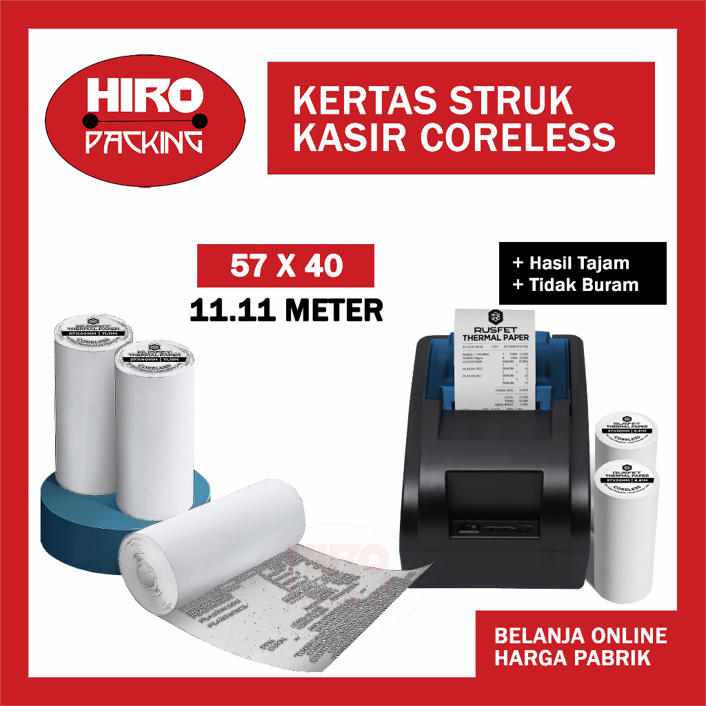 

Kertas Struk Thermal Paper Roll 57mm 57x40 57x30 80x40 80x80 80x50 Termal EDC Thermal Printer Mini Bluetooth 57mm Coreless