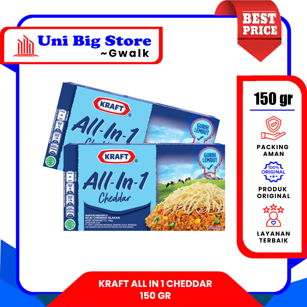 

KRAFT ALL IN 1 KEJU CHEDDAR CHEESE BALOK KOTAK - 150 gr