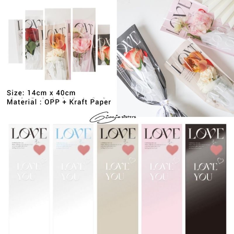 

1pcs Kertas Bunga LOVE / flower sleeve single / Flower Paper / Kertas Buket Bunga Single / Kertas Bunga