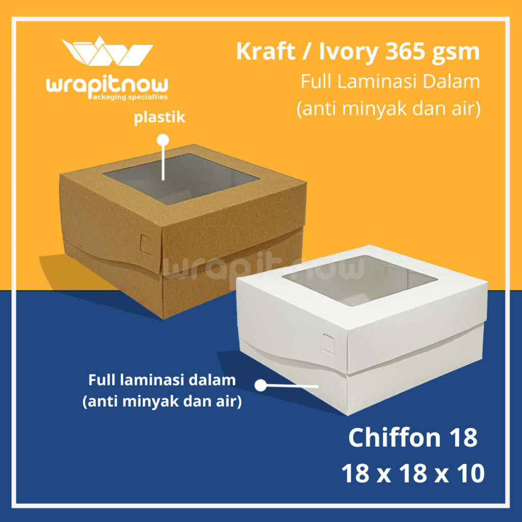 

Dus Kraft 18x18x10 Box Bolu Chiffon Cupcake Muffin Pudding Pie Buah Pabrik Dus Snack Hantaran Murah