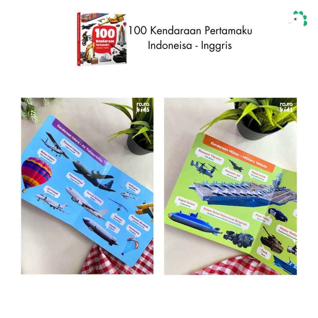 BOARDBOOK 100 Kata Pertamaku / 100 Hewan Pertamaku/ 100 Kendaraan Pertamaku/ Buku Balita Noura
