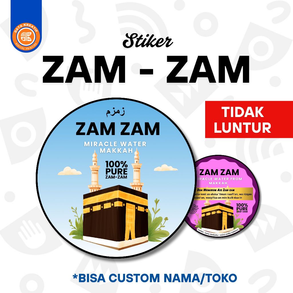 

Stiker Zam-Zam Water Makkah – Cutting Bulat | Bisa Custom Nama/Toko