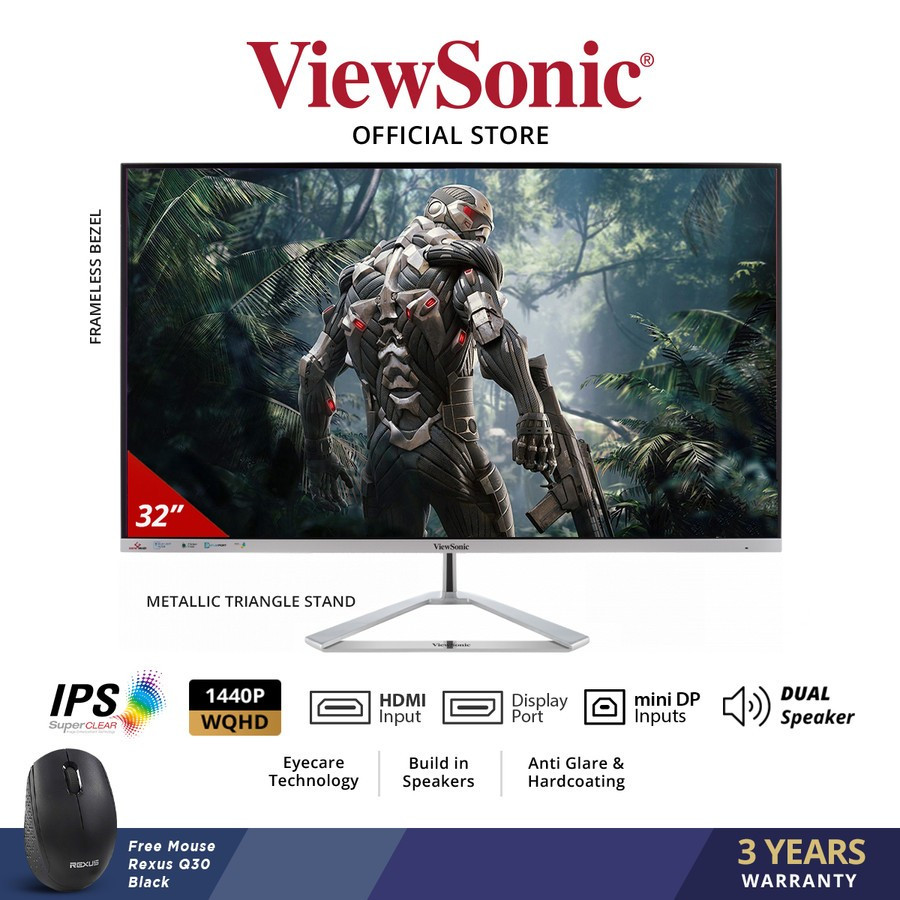 ViewSonic VX3276-MHD 32” Entertainment Monitor Frameless LED Monitor