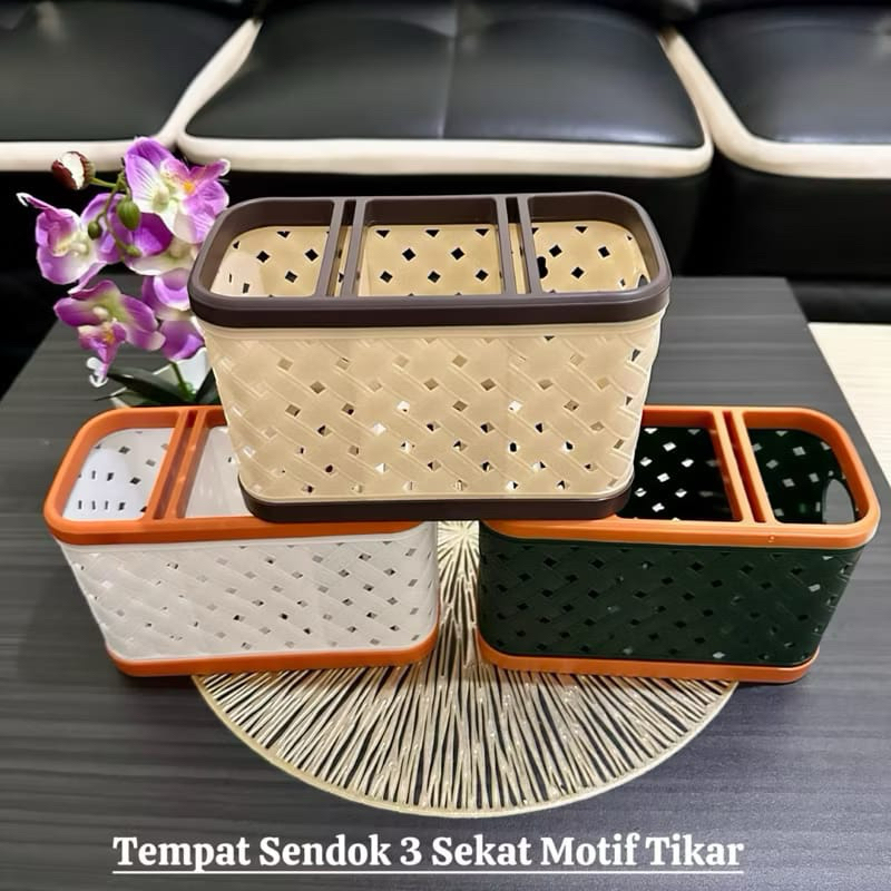 Tempat Sendok Garpu Sumpit - Tempat Sendok 3 Sekat - Tempat Sendok Garpu Aesthetic Murah