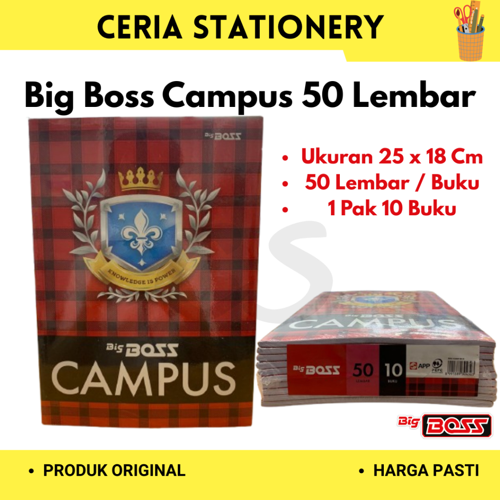 

Buku Tulis Big Boss Campus 50 Lembar 1 Pak isi 10 Buku