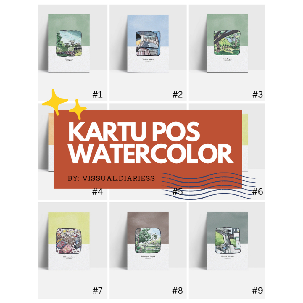 

Kartu Pos Dengan Ilustrasi Watercolor