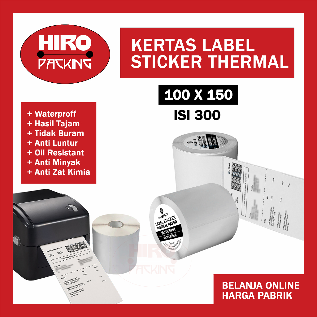 

Kertas Label Thermal 100x150 isi 300 Sticker Barcode Resi Pengiriman 100x100 80x30 57x30 57x40 80x40 80x50 x 80x80
