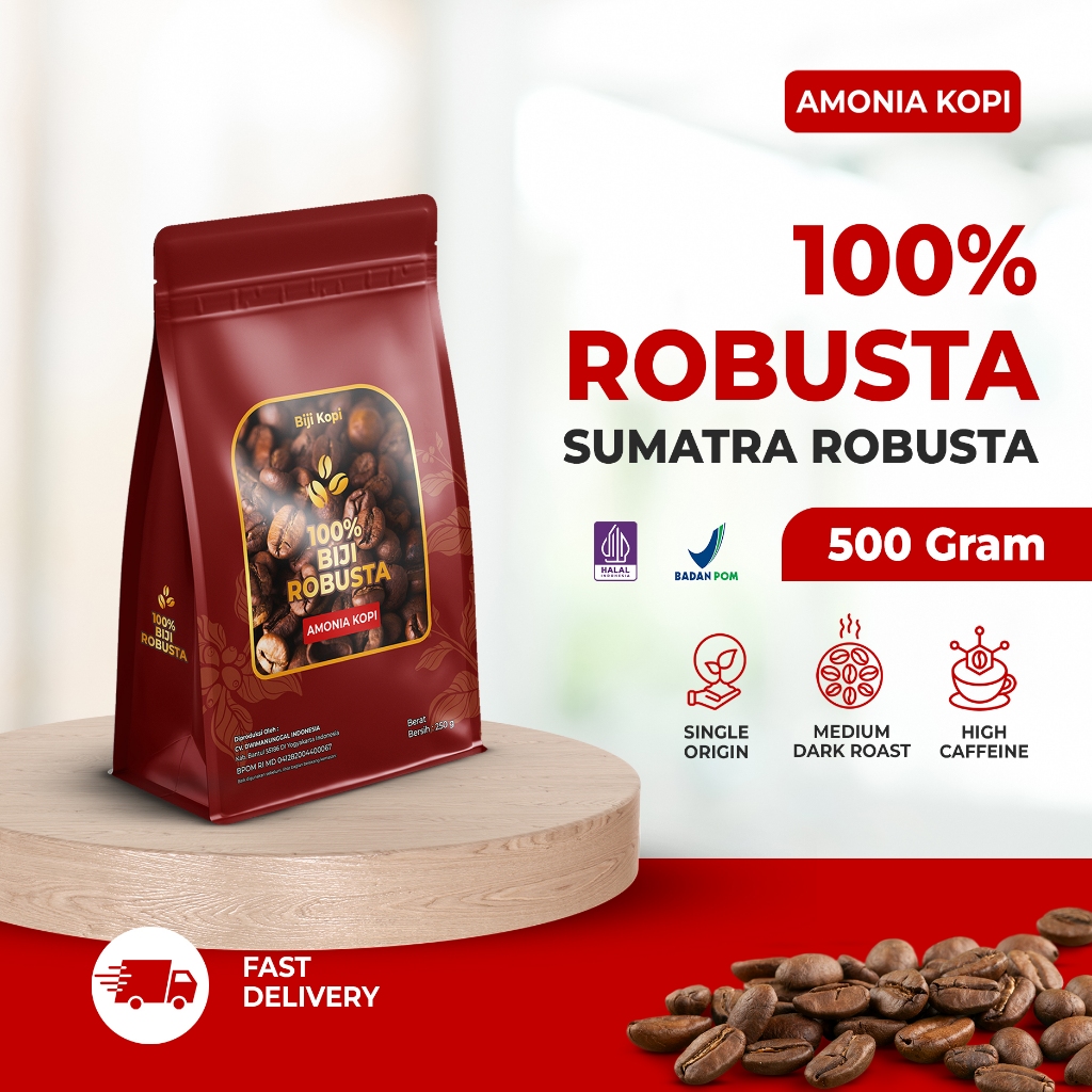 

Amoniakopi - Biji Kopi Bubuk Robusta Lampung Medium Roast Coffee Beans | Coffee Roast Beans Espresso Bean Coffe 500 Gram,BPOM