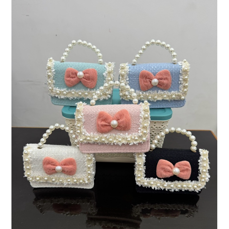 Tas Slempang Mini Anak Mutiara Acc Pita Tas Korea Anak