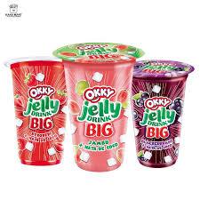 

Minuman rasa buah merk OKKY JELLY DRINK siap minum kemasan gelas 220 ml per karton isi 24 gelasl