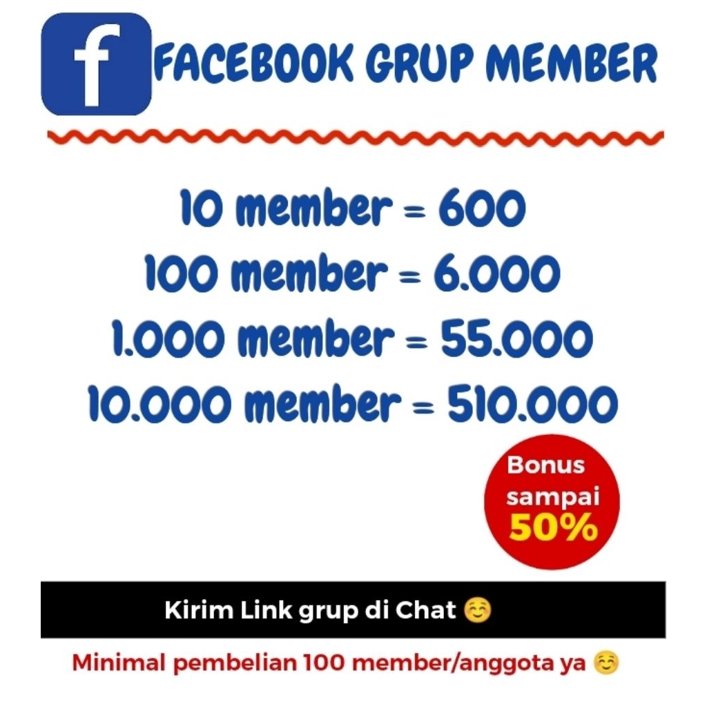 Anggota Grup Facebook, bonus sampai 50% di setiap pembelian (member group shopee)