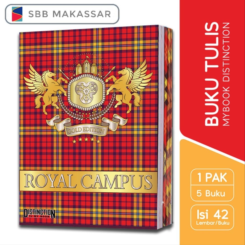 

My Book Distinction Buku Tulis Royal Campus Gold Series 42 Lembar Boxy - 5 Buku