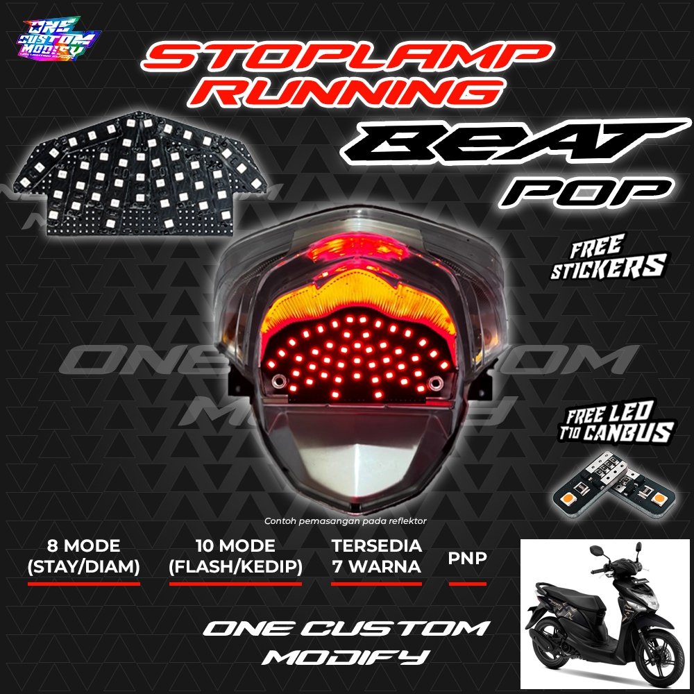 STOPLAMP RUNNING BEAT POP LAMPU REM LED BELAKANG  MOTOR VARIASI