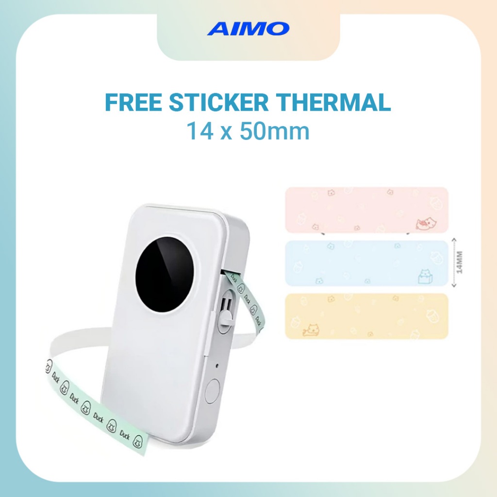 

[FREE STICKER THERMAL 14 X 50mm] AIMO D35 Smart Label Pocket Thermal Printer Wireless Bluetooth Portable Mini Printer Pencetak Label Barcode Inkless Tanpa Tinta <15 mm