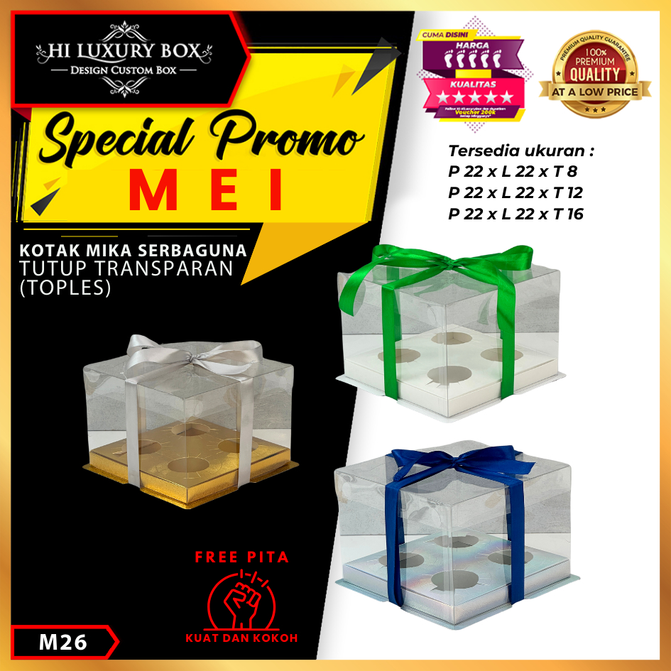 

Box Mika / Kotak Kue Mika / Box Toples + Tatakan / Packaging Mika /M26