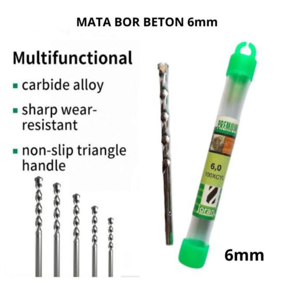 JORAN Mata Bor Tembok Beton 6mm / Mata Bor HSS Mansory Impact Drill Bit Mata Bor Beton Joran 6 mm