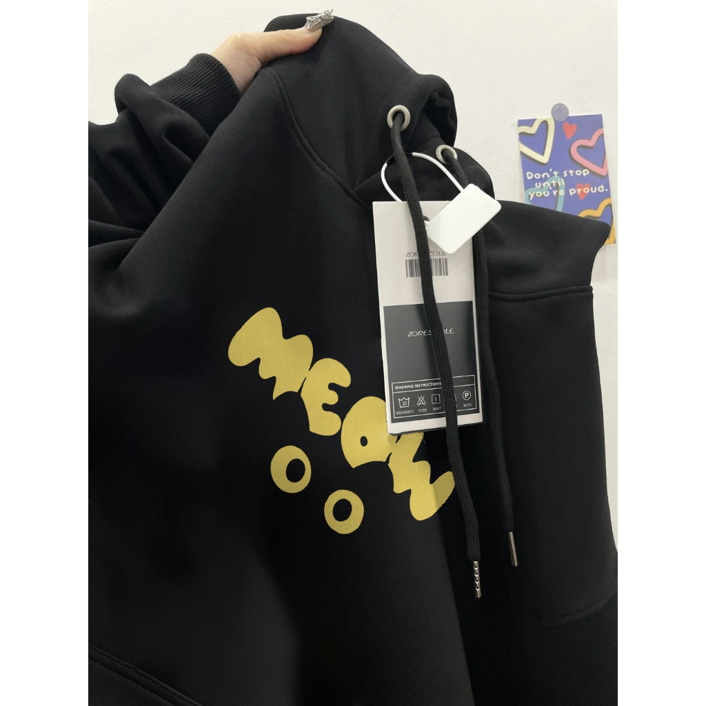 Forteid  Hoodie Sweater Wanita Oversize Pola mata kucing kartun lucu Korean Style Baju Wanita Kekini