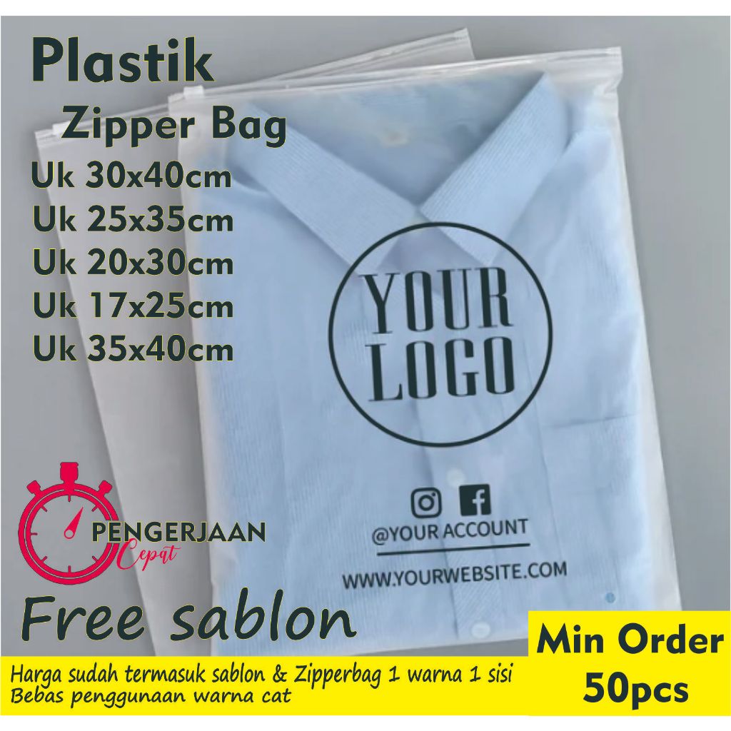 Zipper Bag Custom Sablon /Packing Baju/Zipper lock/travel pouch murah