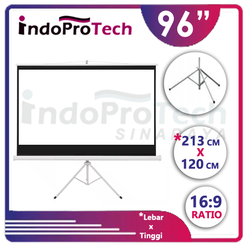 Screen Projector Tripod 96" Ratio 16:9 Widescreen - Layar Proyektor 96 inch Stand Tripot