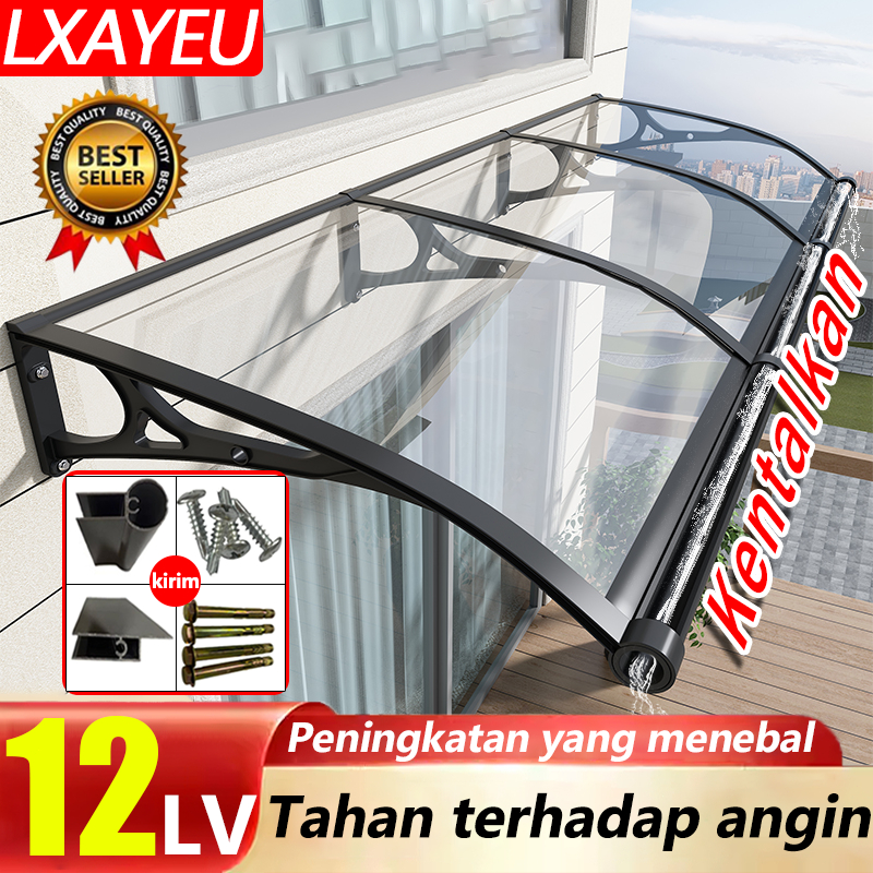 【Tahan angin tingkat 12】Canopy Kanopi Atap Atap 60*100cm/100*150cm/60*300cm Transparan/Gelap Transpa