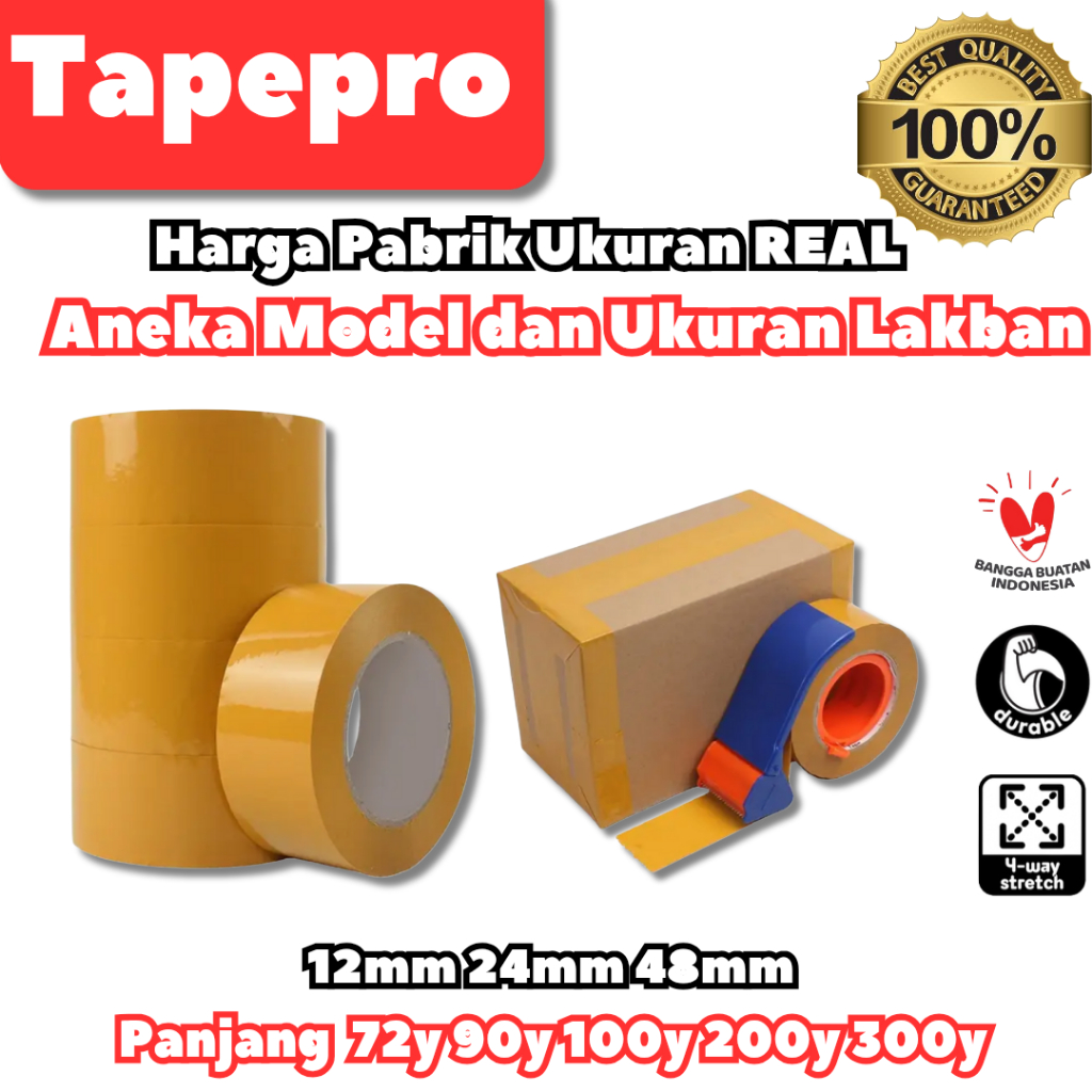 

Tapepro Isolatip/Solatip/Lakban OPP 48mm x 200yard Super Lengket Tebal