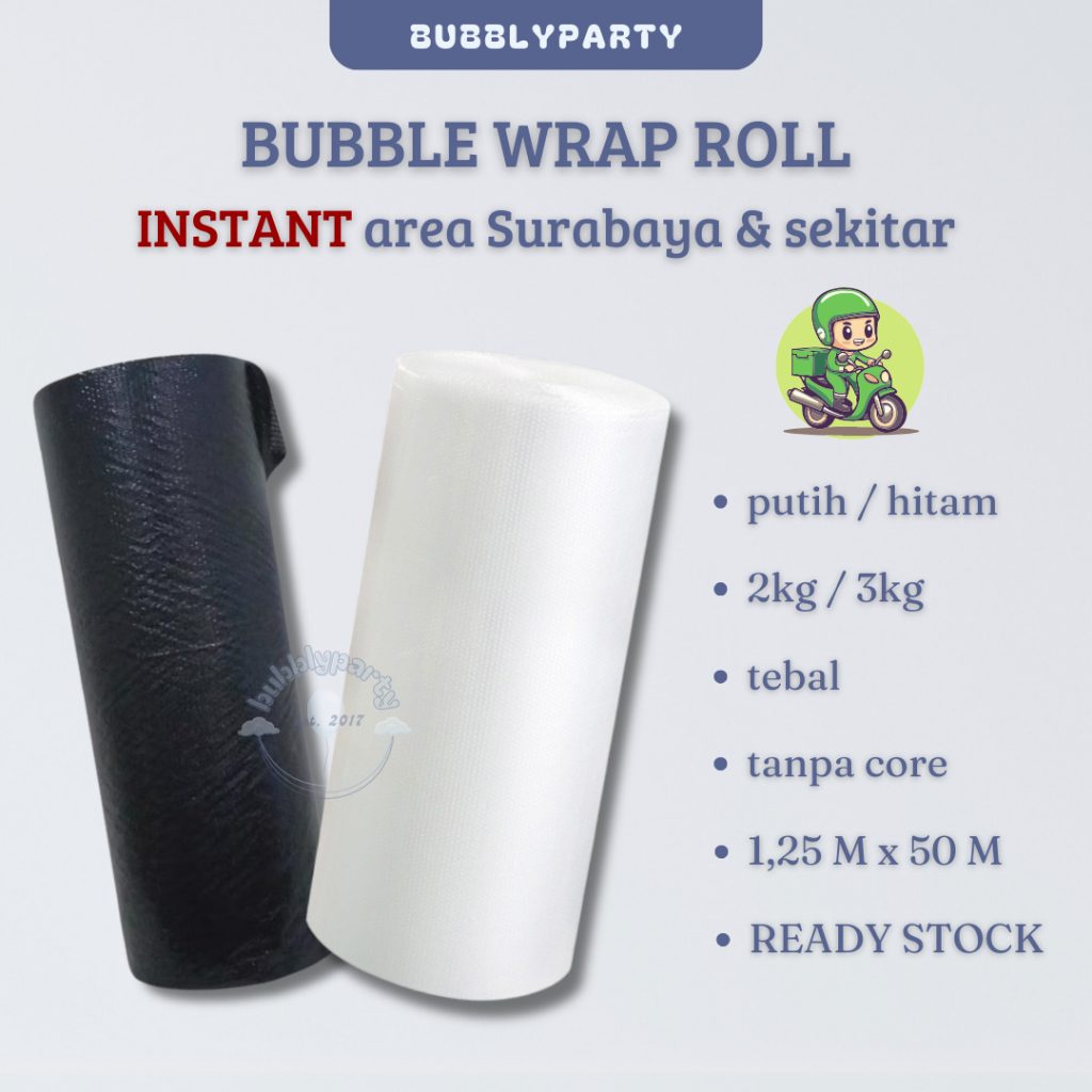 

Bubble Wrap 1.25x50 Meter Roll Bening Hitam Packing Tebal Utuh Pelindung Kemasan