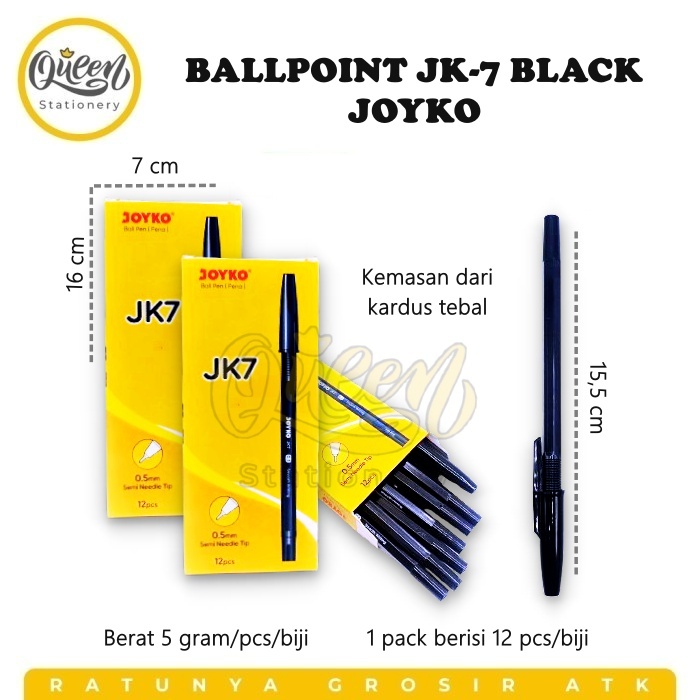 

1 PCS BALLPOINT JK-7 BLACK JOYKO / PULPEN PENA / BOLPEN JOYKO