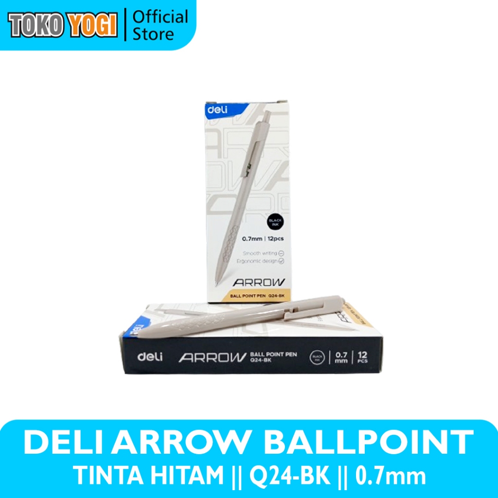 

DELI BALLPOINT PEN ARROW Q24-BK HITAM 0.7mm || 1 PACK (12pcs)