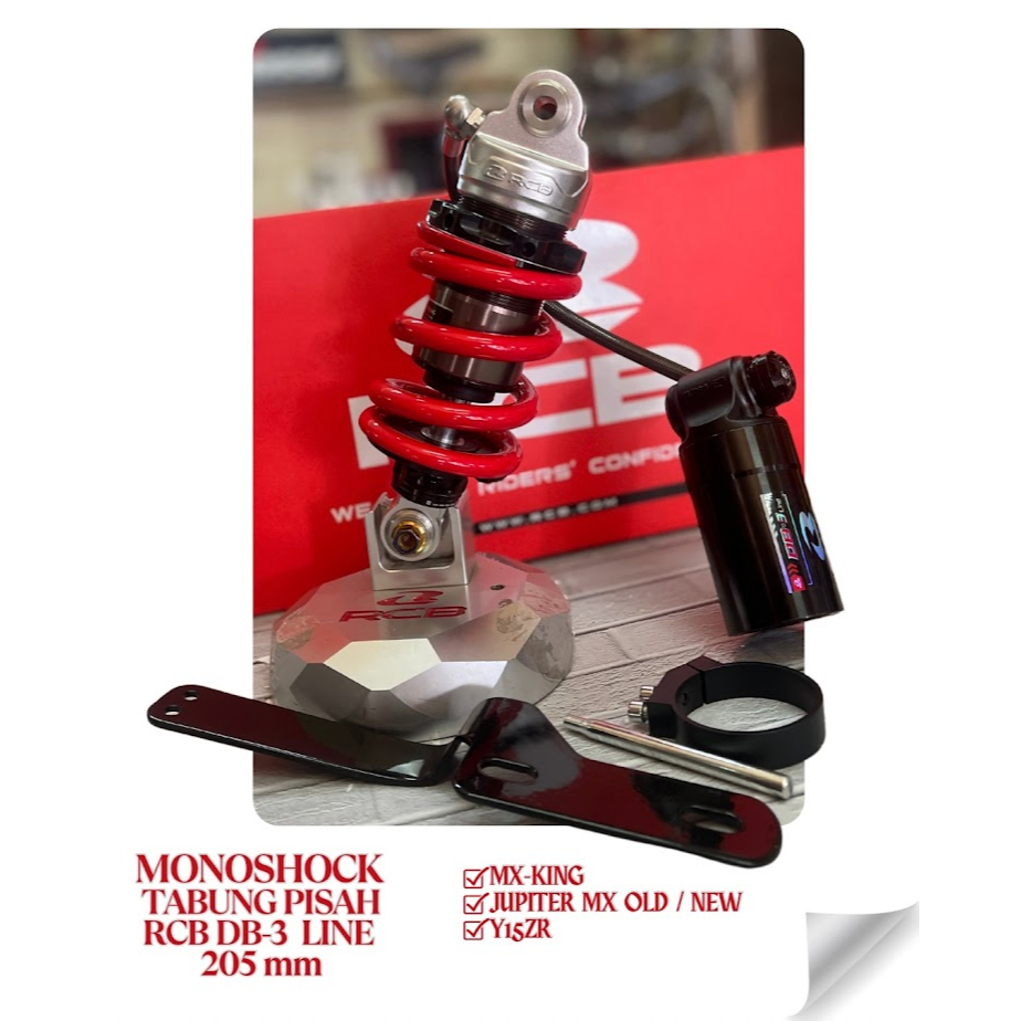 Monoshock RCB DB3 Line Jupiter MX MXKING /Y15ZR ukuran 200 205mm Shock tabung pisah Original RCB