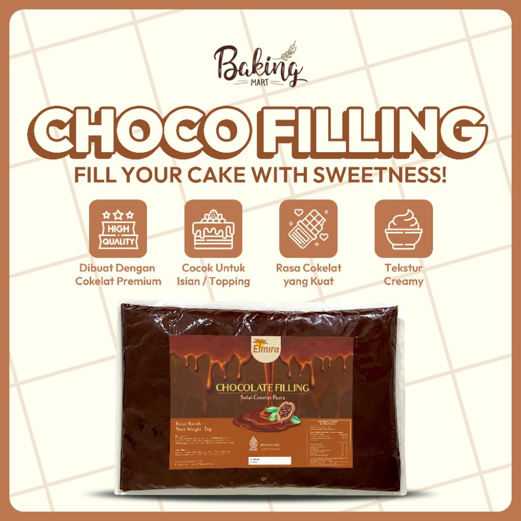 

Selai Cokelat ELMIRA 1KG / Isian Roti / Chocolate Filling