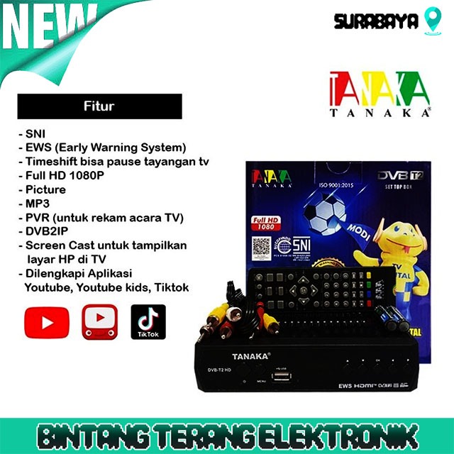 Paling Baru Set Top Box Tanaka V2 MODI Digital Full HD STB DVBT2 UHF EWS BTE