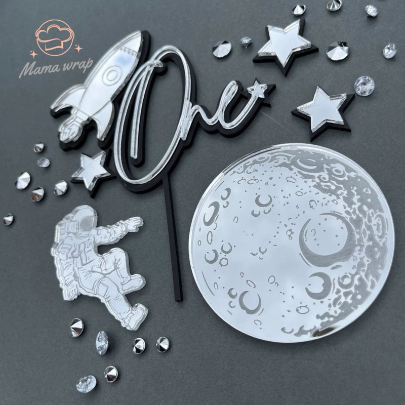 Topper Cake Birthday Astronot / Hiasan Kue Ulang Tahun Anak / Aksesoris Kue / Ornamen Kue Ulang Tahu