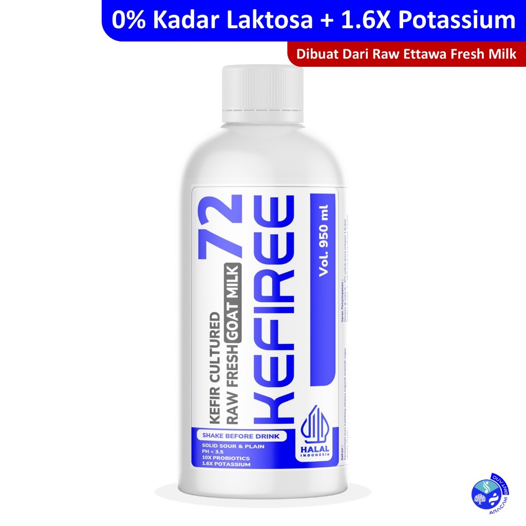 

Kefiree Kefir Susu Kambing Ettawa | Ettawa Raw Milk Fermentasi 72 Jam | Organic | Natural High Probiotic | Natural Yogurt | Ready to Drink | 950 ml