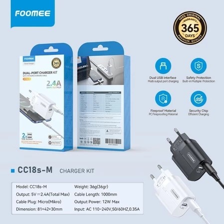 Foomee CC18s Travel Charger Micro CC18 / Charger Micro USB Fast Charging Foomee