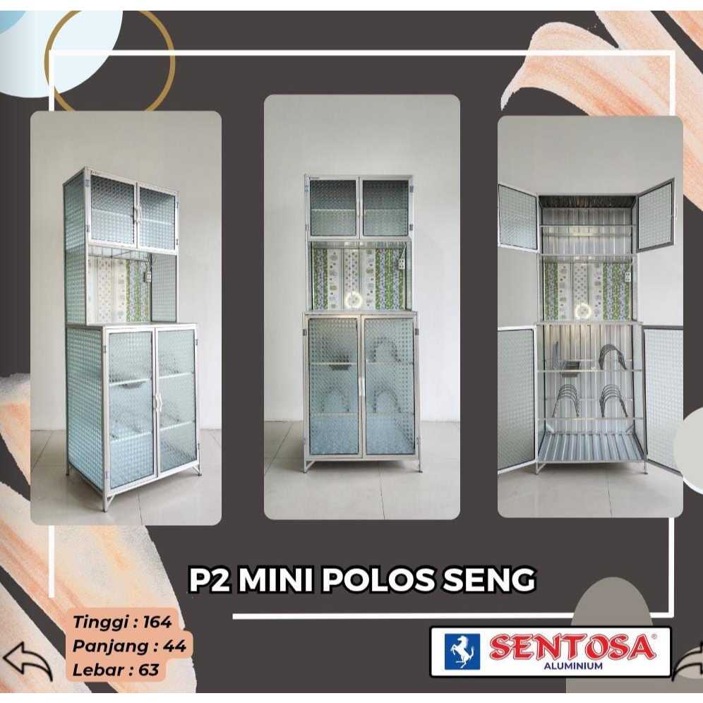 Rak Piring Kaca 2P (Mini) - Lemari Piring Seng Almunium Keramik Kaca / Rak Piring 2 Pintu / Rak Piri