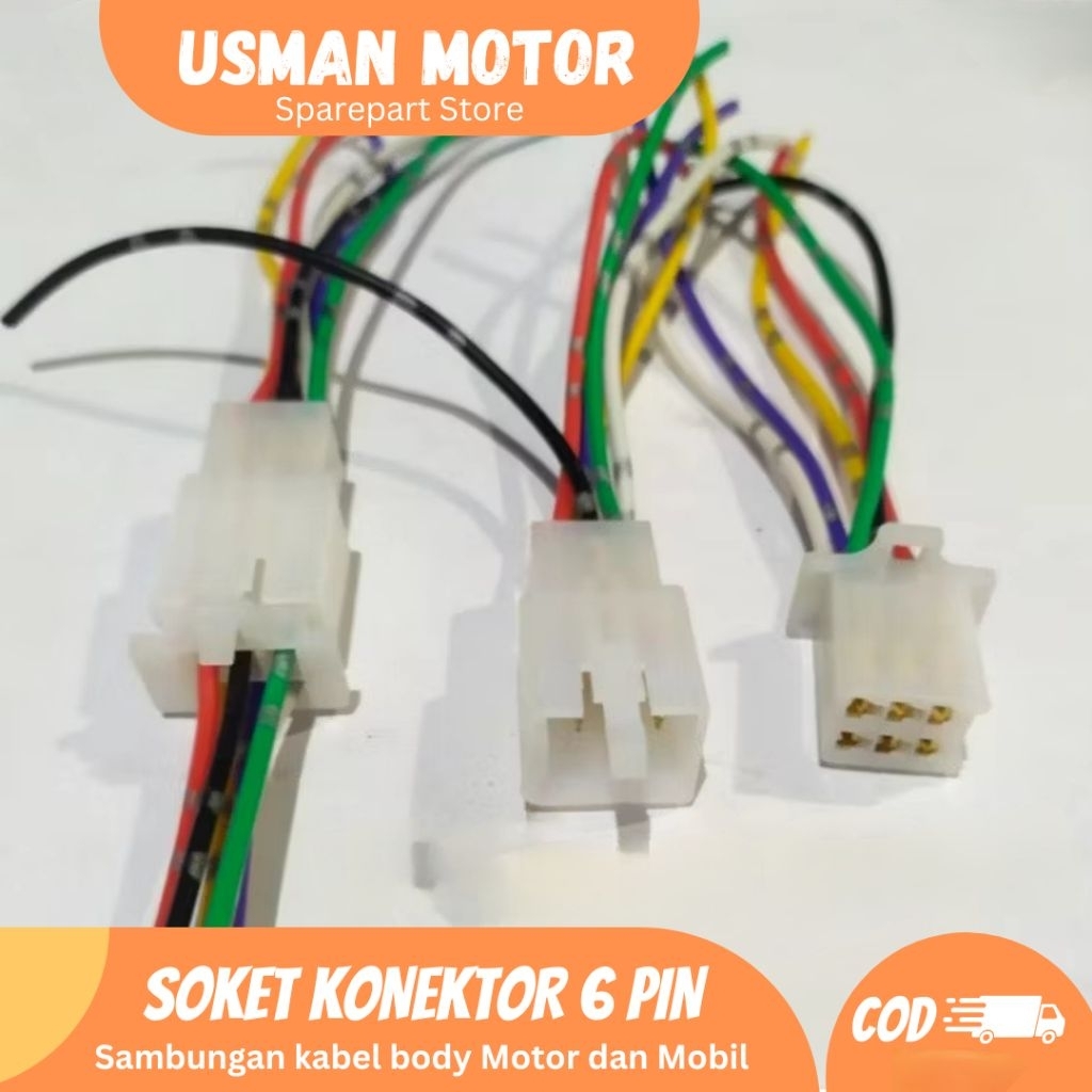 soket socket sambungan kabel 6pin / soket socket konektor 6kabel mobil dan motor 1 set